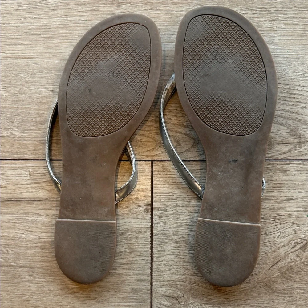 Tory Burch Brown Leather Sandals with Silver Straps